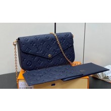 Louis Vuitton Monogram Empreinte leather Félicie Pochette Bag M83589 Navy Blue 2024