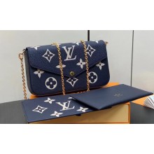 Louis Vuitton Monogram Empreinte leather Félicie Pochette Bag Navy Blue/Cream 2024