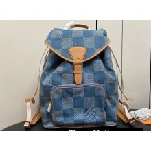 Louis Vuitton Monogram Denim Montsouris Backpack Bag New LV Remix N40708 Blue 2024