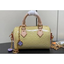 Louis Vuitton Monogram Vernis leather Nano Speedy Bag New LV Remix Chic and Yellow 2024