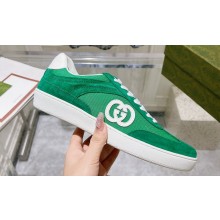 Gucci Suede and Mesh Women/Men Sneakers Green with Interlocking G 2024