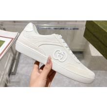 Gucci Suede and Mesh Women/Men Sneakers White with Interlocking G 2024