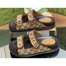 Gucci Lido Women/Men sandals with Double G 780061 in GG Canvas Beige 2024