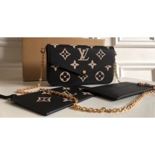 Louis Vuitton Monogram Empreinte leather Félicie Pochette Bag M82479 Black / Beige