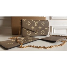 Louis Vuitton Monogram Empreinte leather Félicie Pochette Bag M82610 Tourterelle Gray / Cream