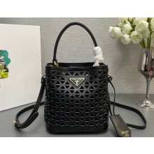 Prada Panier leather mini-bag with cut-out motif 1BA217 Black 2024