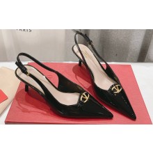Valentino The Bold Edition Vlogo Calfskin Slingback Pumps 60mm Patent Black 2024