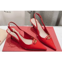 Valentino The Bold Edition Vlogo Calfskin Slingback Pumps 60mm Patent Red 2024