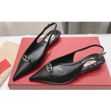 Valentino The Bold Edition Vlogo Calfskin Slingback Ballerinas 20mm Black 2024