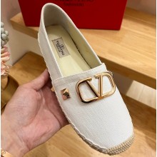 Valentino Vlogo Stud Sign Fabric Espadrilles White