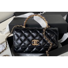 Chanel Shiny Crumpled Lambskin, Imitation Pearls & Gold-Tone Metal Clutch with Chain Bag AP3803 Black 2024