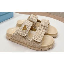 Prada Crochet Double Band Slide sandals Beige 2024