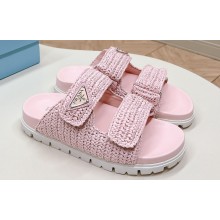 Prada Crochet Double Band Slide sandals Pink 2024