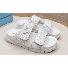 Prada Crochet Double Band Slide sandals White 2024