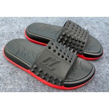 Christian Louboutin Men's Take It Easy Spiked Rubber Slides Black 2024