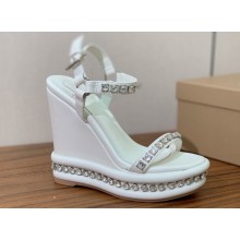 Christian Louboutin Heel 12cm nappa leather and strass Pyrastrass Espadrilles wedge Sandals White