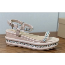 Christian Louboutin Heel 6cm nappa leather and strass Pyrastrass wedge Sandals Beige