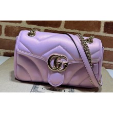 Gucci GG Marmont Small Shoulder Bag 443497 iridescent quilted chevron leather Pink 2024