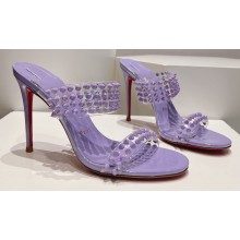 Christian Louboutin Heel 10.5cm Leather and PVC Spike Only Mules Lilac 2024
