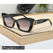 Chanel Acetate & Glass Pearls Cat Eye Sunglasses A71491 5481H 01 2024