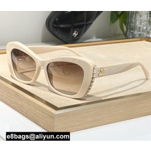 Chanel Acetate & Glass Pearls Cat Eye Sunglasses A71491 5481H 02 2024