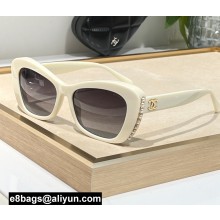 Chanel Acetate & Glass Pearls Cat Eye Sunglasses A71491 5481H 03 2024