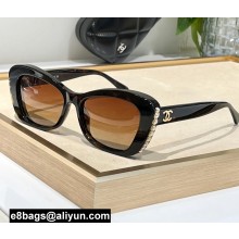 Chanel Acetate & Glass Pearls Cat Eye Sunglasses A71491 5481H 05 2024