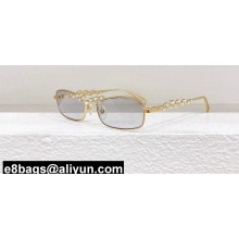 Chanel Metal & Strass Rectangle Sunglasses A71584 CH9567B 01 2024