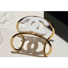 Chanel Metal & Resin Cuff Bracelet ABD158 White 2024