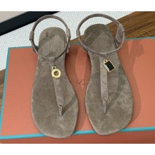 Loro Piana Leather Mindil Sandals Gray 2024