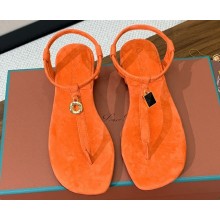 Loro Piana Leather Mindil Sandals Orange 2024