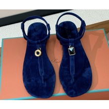Loro Piana Leather Mindil Sandals Blue 2024