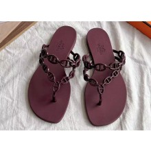 Cheap Sale Hermes TPU Island Sandals Burgundy 2024