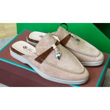 Loro Piana Babouche Charms Walk Suede Women/Men slipper Loafers Beige 2024