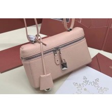 Loro Piana Extra Pocket L19 Pouch with New lock charms in Grained Calfskin Light Pink 2024