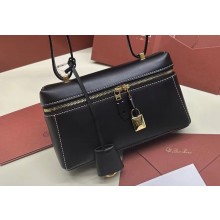 Loro Piana Extra Pocket L19 Pouch with New lock charms in Smooth Calfskin Black 2024