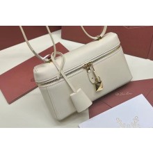 Loro Piana Extra Pocket L19 Pouch with New lock charms in Smooth Calfskin White 2024