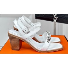 Hermes Heel 6.5cm Ivresse 65 sandals with iconic Medor studs in calfskin White 2024