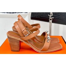 Hermes Heel 6.5cm Ivresse 65 sandals with iconic Medor studs in calfskin Brown 2024