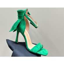 Dior Heel 10cm Mlle Dior Heeled Sandals in Suede Green with Bow 2024