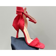 Dior Heel 10cm Mlle Dior Heeled Sandals in Suede Red with Bow 2024