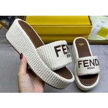 Fendi Sunshine flatform slides raffia White 2024