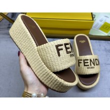 Fendi Sunshine flatform slides raffia Beige 2024