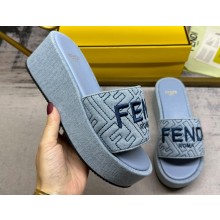 Fendi Sunshine flatform slides Denim Light Blue 2024