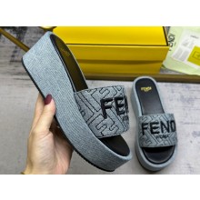 Fendi Sunshine flatform slides Denim Gray 2024