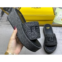 Fendi Sunshine flatform slides Denim Black 2024