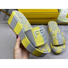 Fendi Sunshine flatform slides Canvas Fabric Yellow 2024