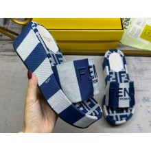 Fendi Sunshine flatform slides Canvas Fabric Blue 2024