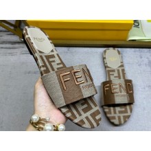 Fendi Signature slides Canvas Fabric Beige 2024