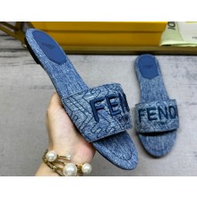 Fendi Signature slides Denim Dark Blue 2024